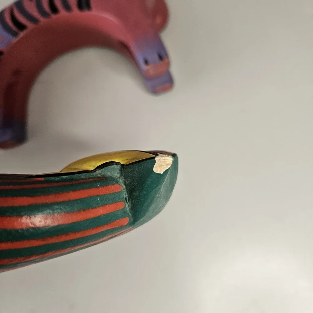 Vintage Laurel Burch Style Wooden Cat Trio Set Hand Painted Folk Art‎ 80s 90s